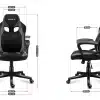 Grafički prikaz dimenzija Huzaro Force 2.5 Grey gaming stolice (prednji i bočni pogled)