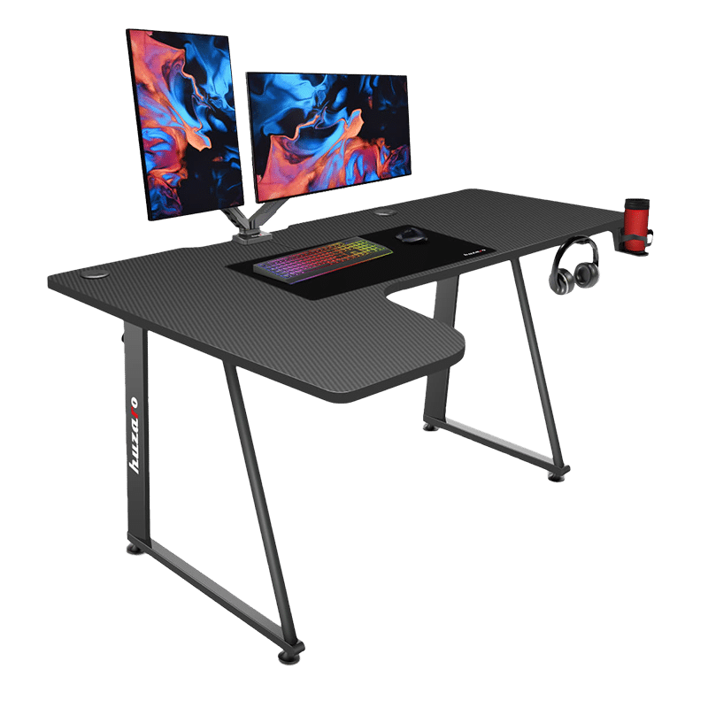 Ugaoni gejmerski sto Huzaro Hero 7.7 sa gaming setup-om