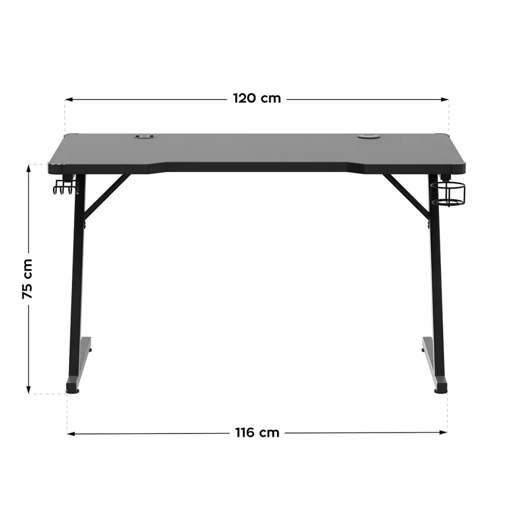 Dimenzije stola Huzaro Hero 2.5 RGB – širina 120 cm, visina 75