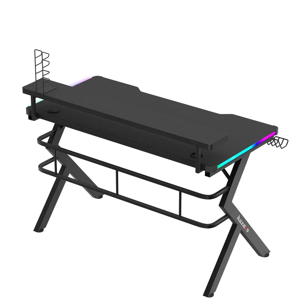 zadnja strana gejmerskog stola Huzaro Hero 5.0 sa RGB trakama i metalnim ramom