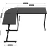 Dimenzije Huzaro Hero 6.0 L-shape gaming stola: ukupna dužina 147 cm, dubina 112 cm, visina 74 cm, širina glavne ploče 99 cm