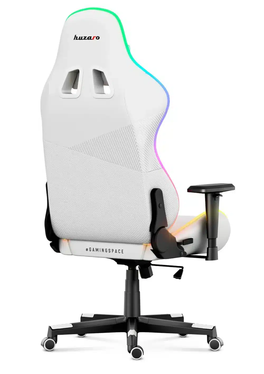 Zadnja strana Huzaro Force 6.2 RGB bele gejmerske stolice sa LED osvetljenjem