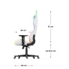 Bočni prikaz dimenzija Huzaro Force 6.2 RGB bele gejmerske stolice