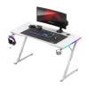Huzaro Hero 2.5 beli – levi ugao sa monitorom, tastaturom i RGB efektima