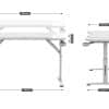 dimenzije belog Huzaro Hero 2.6 stola: 120 × 60 cm, visina podesiva 56–79 cm