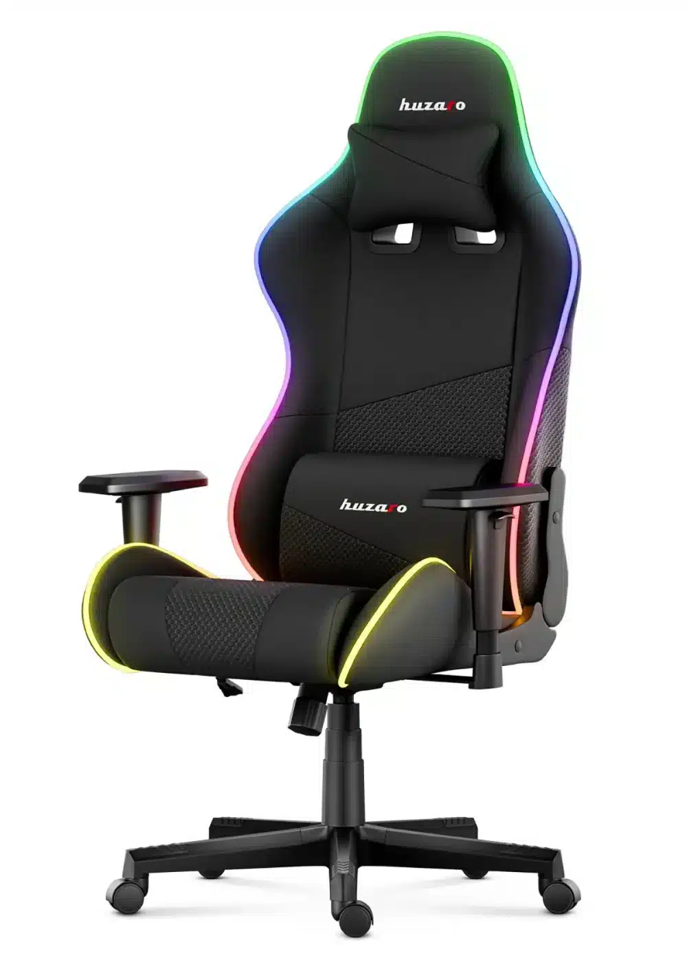 Levi bočni pogled na Huzaro Force 6.2 RGB stolicu sa RGB osvetljenjem