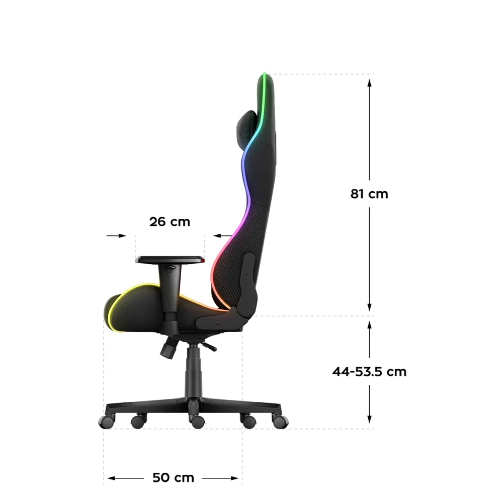 Prikaz mogućnosti nagiba naslona Huzaro Force 6.2 RGB gejmerske stolice