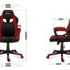 Grafički prikaz svih dimenzija Huzaro Force 2.5 Red gaming stolice – prednji i bočni pogled