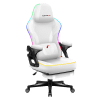 Huzaro Force 4.6 White RGB gaming stolica – hero snimak sa mobilnom aplikacijom za podešavanje svetla