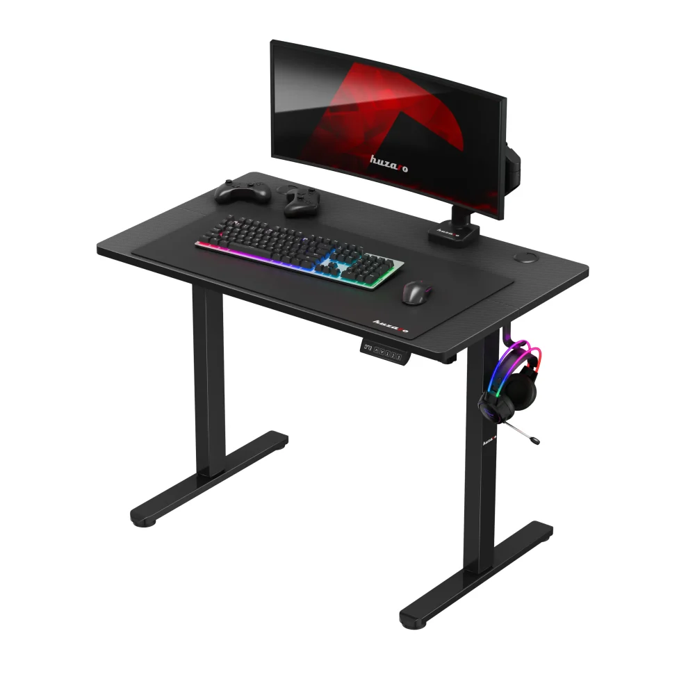 Huzaro Hero 7.9 sto sa RGB tastaturom, monitorom i podesivom visinom – bočni levi pogled