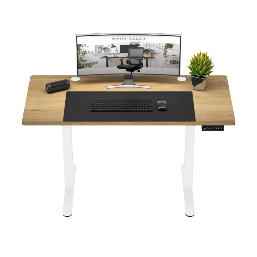 Radni set-up na stolu Leader 7.0 Craft: ultrawide monitor, tastatura, miš i ukrasna biljka