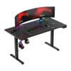 Huzaro Hero 8.7 sto u gejmerskoj postavci sa dva zakrivljena monitora, RGB tastaturom i mišem, uz kačene slušalice i držač pića