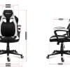 Grafički prikaz svih dimenzija Huzaro Force 2.5 White gaming stolice – prednji i bočni pogled