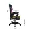 Dimenzije Huzaro Force 3.7 RGB – bočni prikaz sa naznačenom visinom naslona, rasponom visine sedenja i dubinom sedišta (u centimetrima).