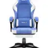 Huzaro Force 3.7 gaming stolica – frontalni pogled, plava tkanina i beli detalji, integrisani lumbalni i vratni jastuk