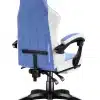 Zadnji pogled na Huzaro Force 3.7 plavu stolicu – dizajn naslona sa ukrasnim šavovima i #GamingSpace natpisom