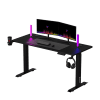 Fantech Elevate električni gaming sto – kompletan setup sa dva zakrivljena monitora, RGB svetiljkama, XXL podlogom, držačem čaše i slušalica (transparentna pozadina)